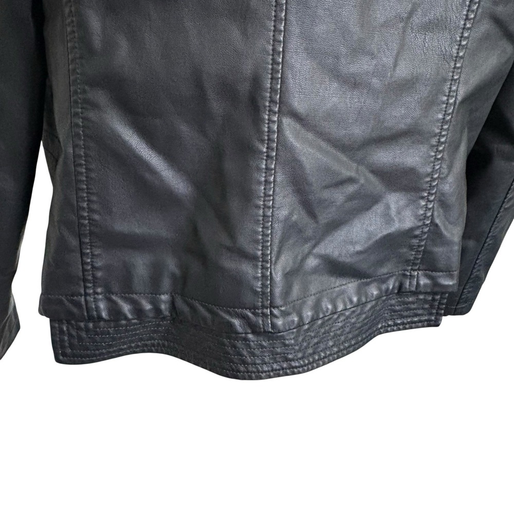 Chouyatou 2XL Black Moto Jacket Faux Leather Zip Biker Lightweight - Picture 5 of 9